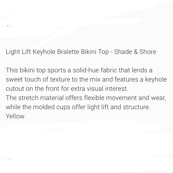 NWOT Shade & Shore Light Lift Keyhole Bikini Bra & Bottom Yellow 34C/M - Picture 10 of 11